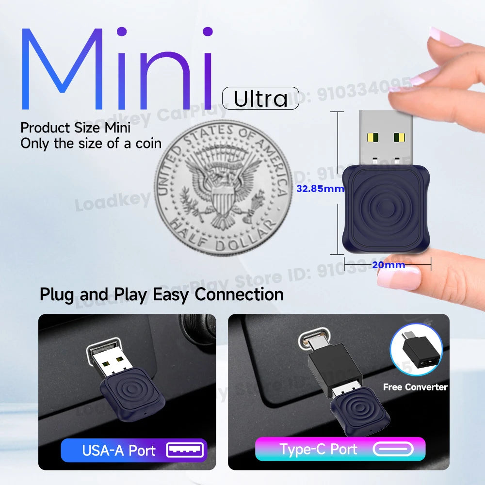 2025 Carlinkit 2 In 1 Android Auto Wireless Carplay Adapter Smart Mini Ultra Bt Wif additional angle