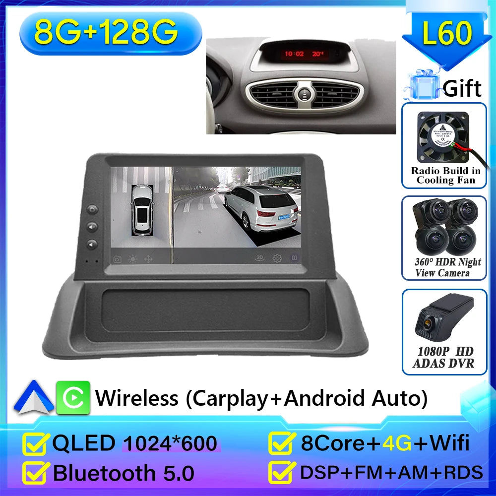 Carplay for Renault Clio 3 2005-2014 | Android 16 GPS Navigation Car Radio with 2K Scree detail view
