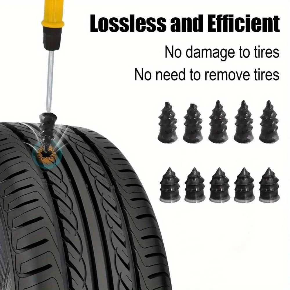 Emergency Tire Repair Kit - Heavy-Duty Glue & Rubber Strips for Flat Puncture Fix on Car detail view