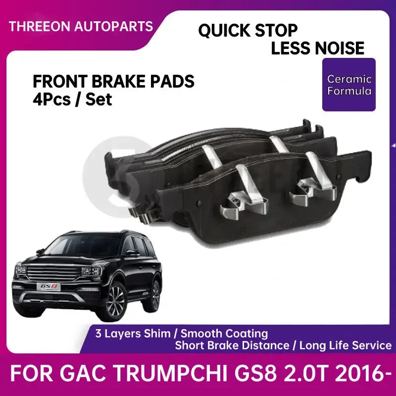 THREEON Front Ceramic Brake Pads for GAC Trumpchi GS8 2.0T 2016-2022 | Quick Stop Performance