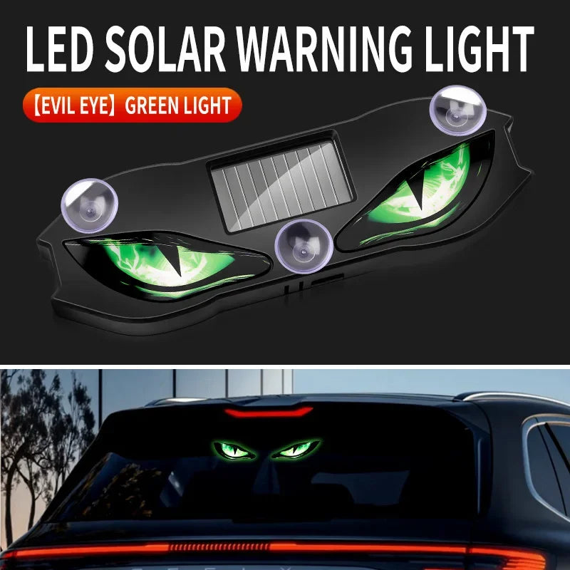 Solar Power Car Demon Eye Light Cool Flashing Warning Light Safety Suction Cup Installat detail view