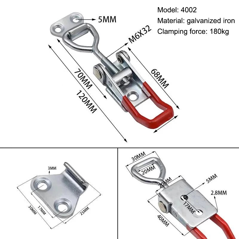 Red + Silver Adjustable Toolbox Case Metal Toggle Latch Catch Clasp Quick Release Cla lifestyle view