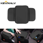 Car Center Console Protector Cover Upgraded Armrest Box Cushion Arm Rest Mat with Side Storage Pocket PU Leather Car Accessories