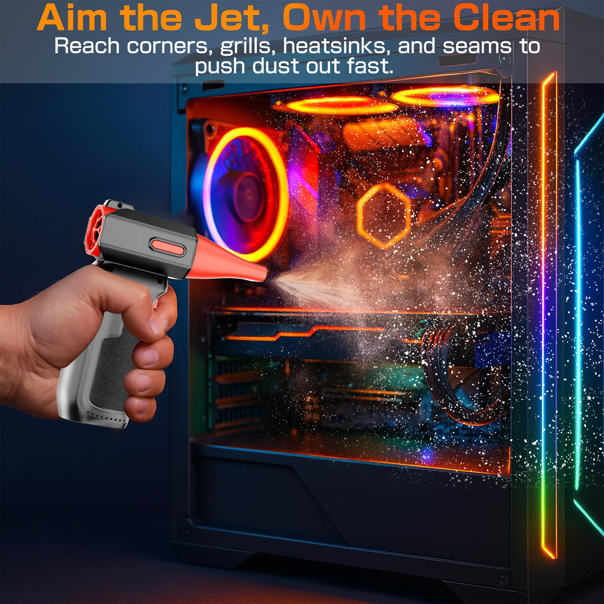 Turbo Fan Blower Cleaning Blowing Tools Car Violent Jet Fan Summer Hair Dryer Family Electric Air Duster Auto Dust Collector Outdoors Portable Multipurpose 150000RPM PK X8