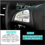 ABS Car Accessories Steering Wheel Buttons Knob Trim Cover Stickers For Mercedes Benz A detail view