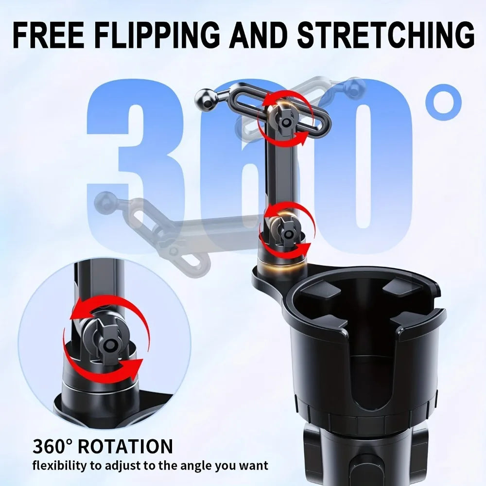 2-in-1 Car Cup Phone Mount with Adjustable Base 360-Degree Rotation Compatible with All detail view