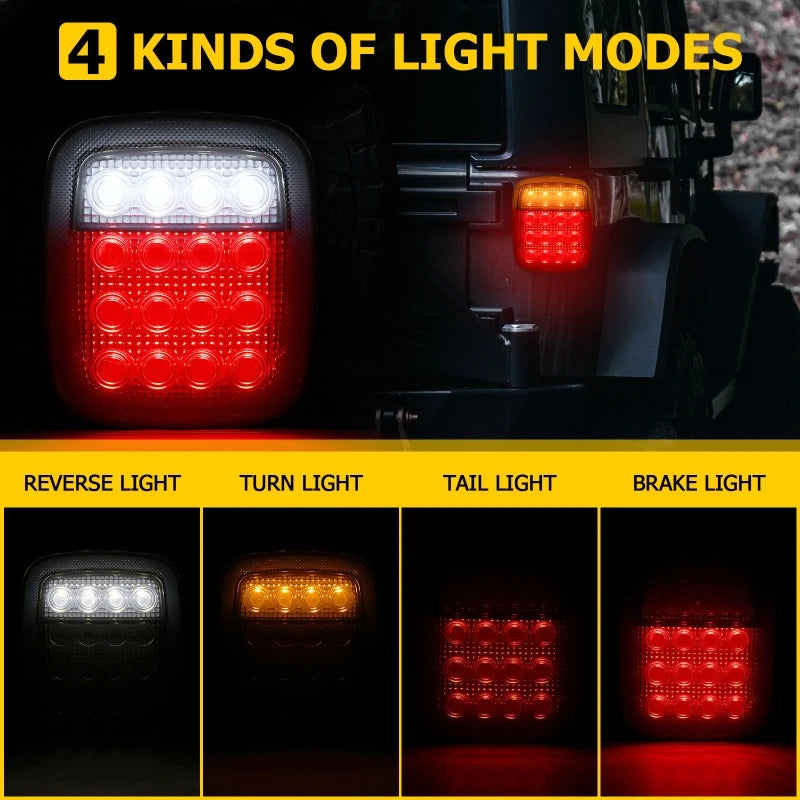 2pcs/set 16 LEDs Universal Tail Light Brake Reverse Light for Jeep Wrangler YJ TJ CJ ( close-up view