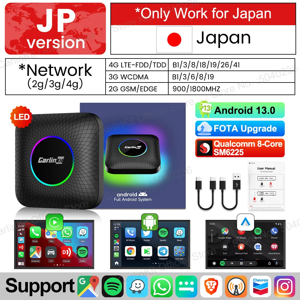 CarlinKit Android 13 SDM660 6225 CarPlay Ai Box LED 8-Cores Wireless Android Auto& CarPl detail view