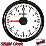 0-12 Hours 52mm Hour Meter Gauge with Red Backlight | 9-32V Clock for Car Boat RV detail view