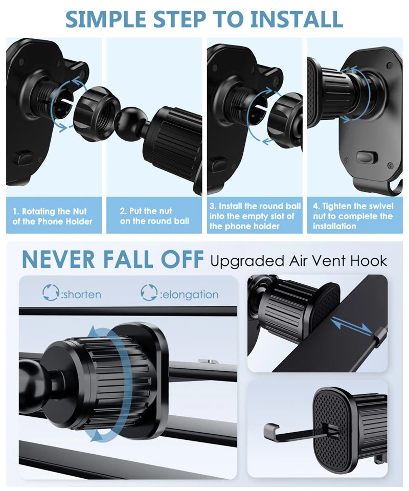 Car Air Vent Clip Phone Holder 17mm Ball Head