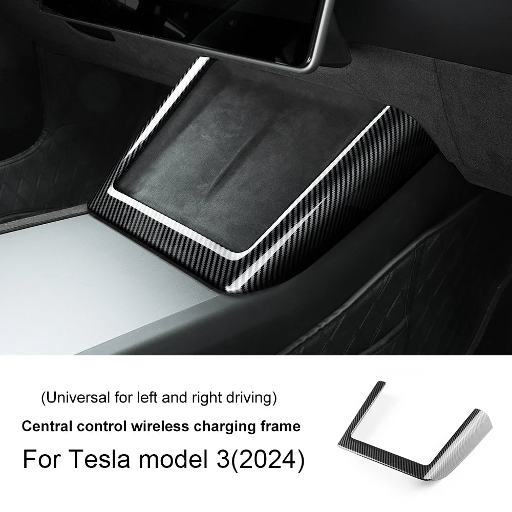 ABS Carbon Fiber Steering Wheel Frame Cover For Tesla Model 3 Highland 2024 Model Y Juniper 2025 Trim Car Interior Accessories