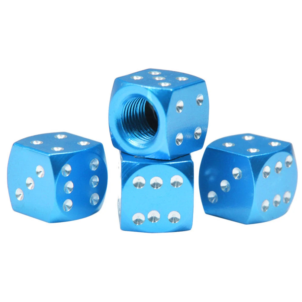 Aluminum Alloy Dice Valve Caps for Cars and Motorcycles | Set of 4 additional angle