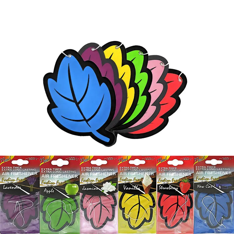 Natural Scented Tea Paper Car Air Freshener | Leaf Shape Hanging Vanilla Perfume detail view