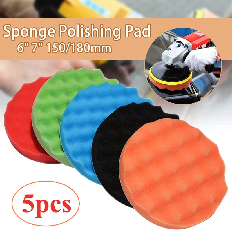 Car Polishing Sponge Pad Kit 5 Inch 6 Inch 7 Inch | 5 Pack Auto Waxing Buffing Pads for Car Detailin