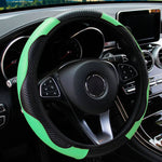 PU Carbon Fiber Leather Car Steering Wheel Cover without Inner Ring Suitable for 14.5- close-up view