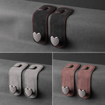 Heart Shape Metal Car Headrest Hooks 2 in 1 Leather Hanger additional angle