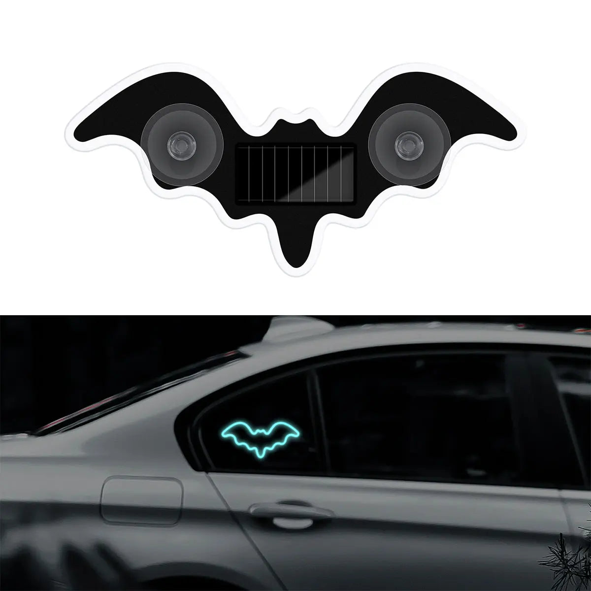 1X Solar Powered Car Neon Light Cool Bat-shaped Dynamic Atmosphere Light Wireless L additional angle