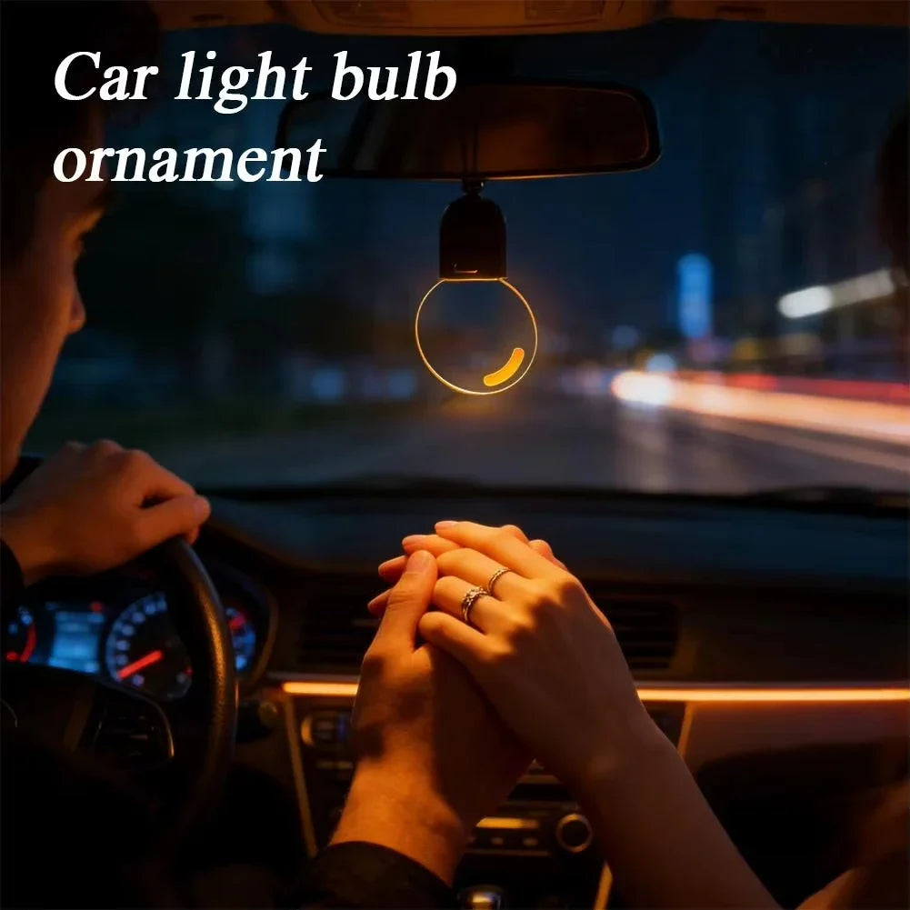 Acrylic Retro LED Bulb Rearview Mirror Pendant