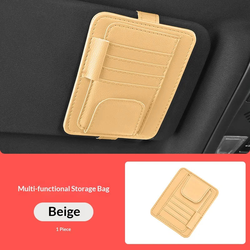 Car Sun Visor Organizer Storage Bag | Sunglasses Card Ticket Clip