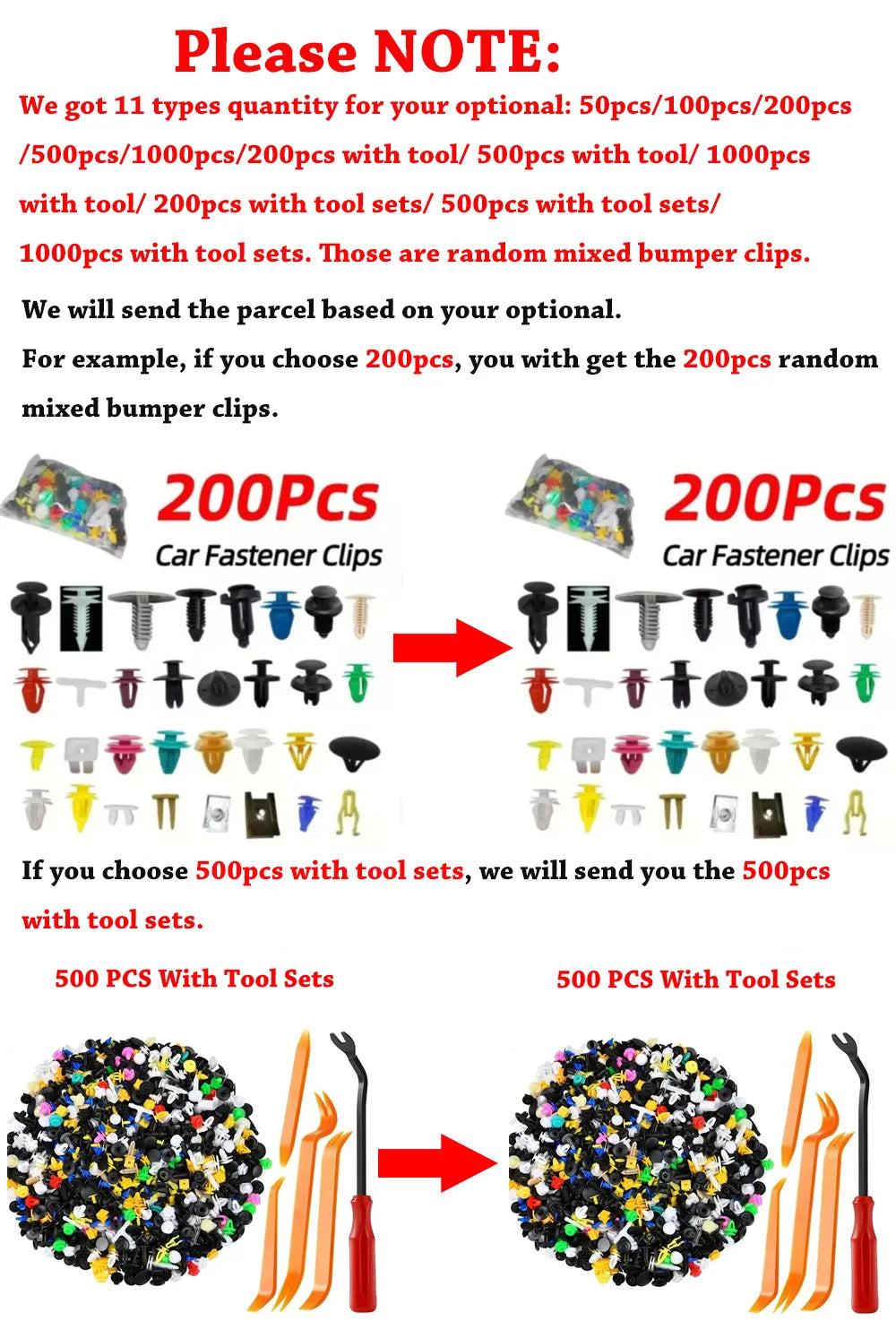 500/200/100Pcs 30 Kinds Universal Mixed Auto Fastener Car Bumper Clips Retainer Car F lifestyle view