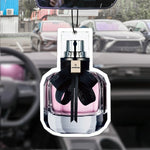 Pink perfume bottle bow car incense car perfume perfume stick fragrance pendant out of the wind mouth bag