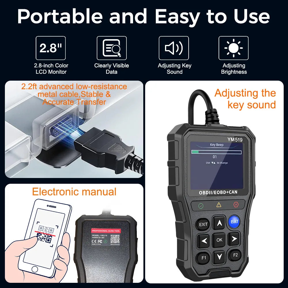 Car Diagnostic Tools OBD2 Code Reader OBD II Scanner Read Battery Tester Clear Fault S close-up view