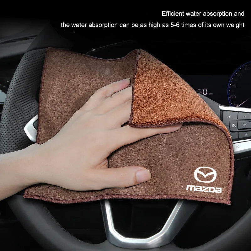 Car Microfiber Cleaning Towel | Soft Suede Drying Cloth for Mazda Models close-up view