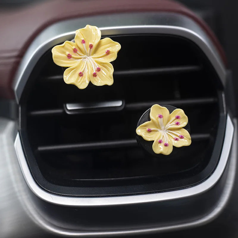 2Pcs Car Perfume Clip Flower Air Freshener | Cherry Blossom Peach Blossom Car Decor alternate view