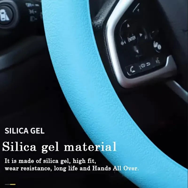 Silicone Steering Wheel Cover Ultra-thin Anti-slip Universal 15 in close-up view