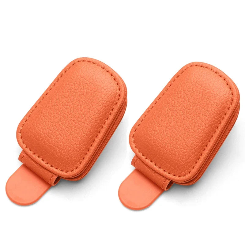 Leather Sunglasses Holder Car Sun Shade Clip lifestyle view