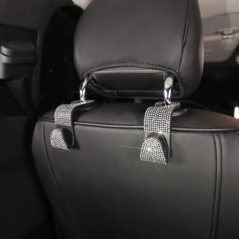 Rhinestone Car Seat Back Hook Bling Diamond Hanger Auto Back Universal Headrest Mount alternate view