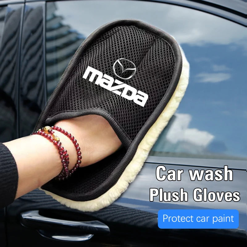 Car Plush Cleaning Gloves | Thickening Wool Wash Towel for Mazda