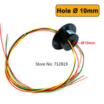 Mini Hole 10mm Hollow Slip Ring 6 Channels Wires 2A Conductive Electric Slipring Rotary Joint Connector 240V AC/DC