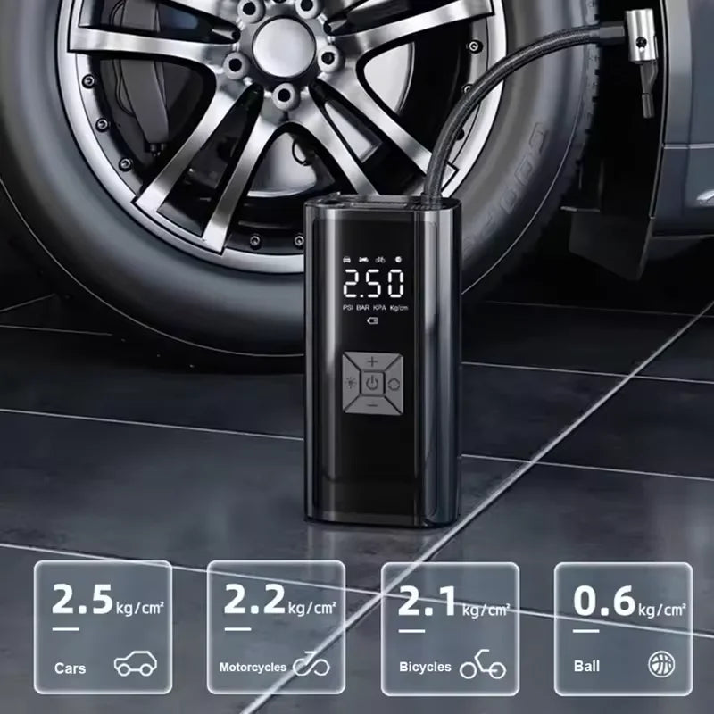 YIJU Wireless Air Pump 150psi Portable Electric Tire Inflator For Car Bicycle Motorcycle detail view