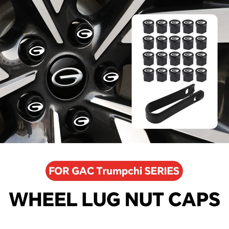 20PCS Car Wheel Caps Bolts for GAC Trumpchi M8 GS4 GS4 MAX GS3 GS8 M6 | Black ABS Tire Nut Caps