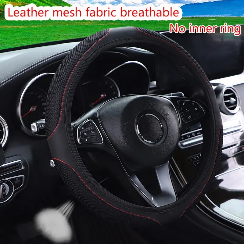 Steering Wheel Cover Without Inner Ring 37-38cm Faux Leather Diamond alternate view