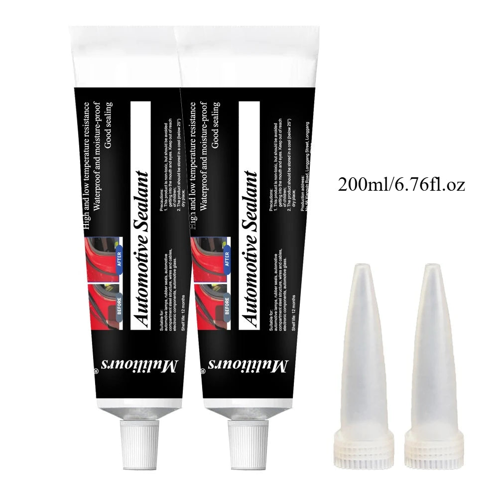 Black Automotive Sealant Silicone Adhesive | Universal Waterproof Repair Sealer close-up view