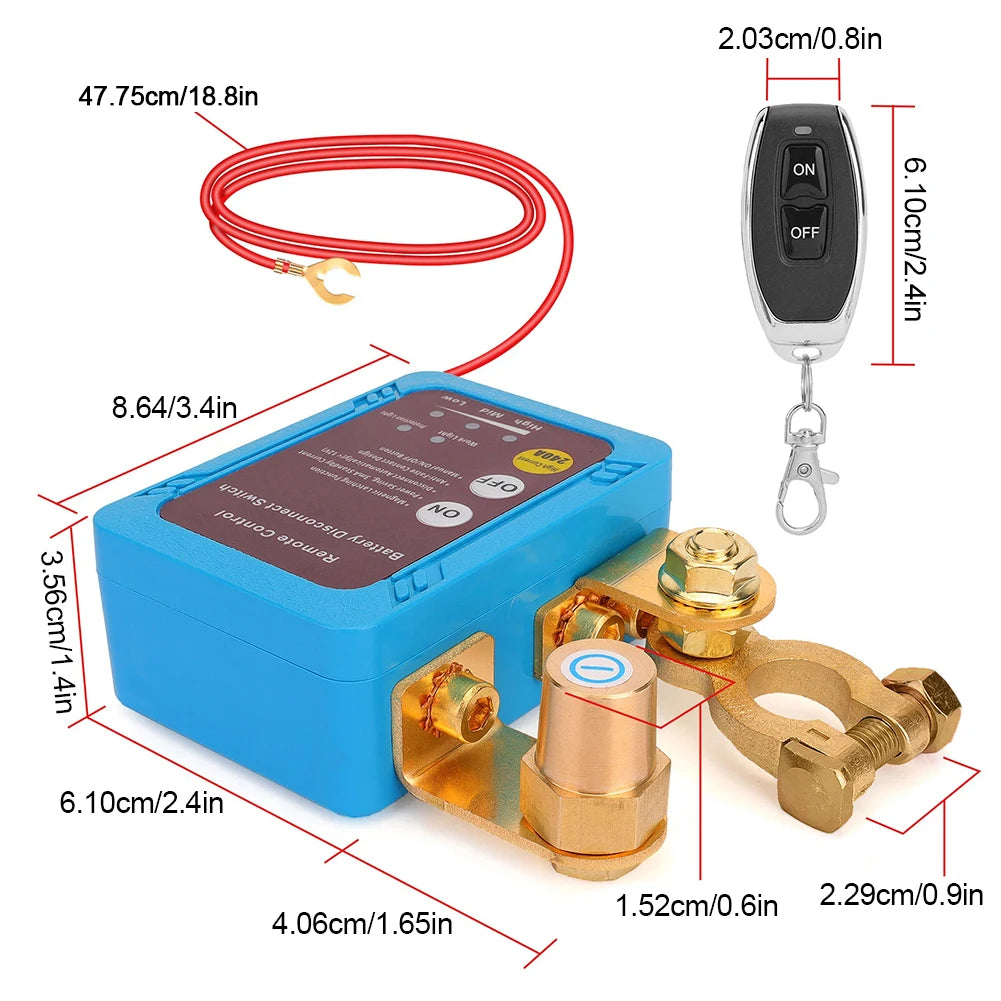 12V/240A Wireless Dual Remote Wear Resist Car Battery Disconnect Relay Master Cut-Off Switch for Boats RVs Trailers Motorcycles