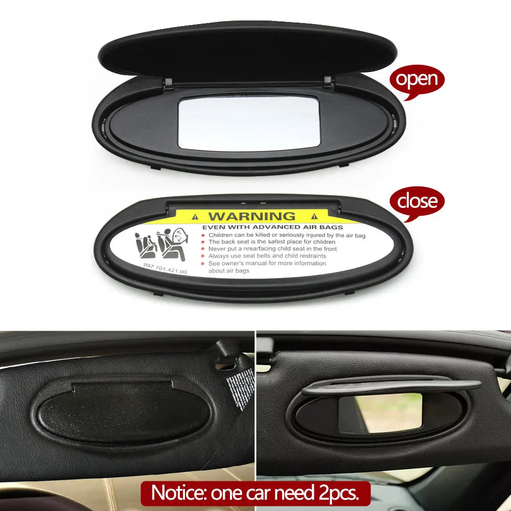Car Left Right Makeup Sun Visor Vanity Mirror Cover Assembly For Porsche Boxster Cayman 986 987 CARRELA TARGA GT2 GT3 996 997