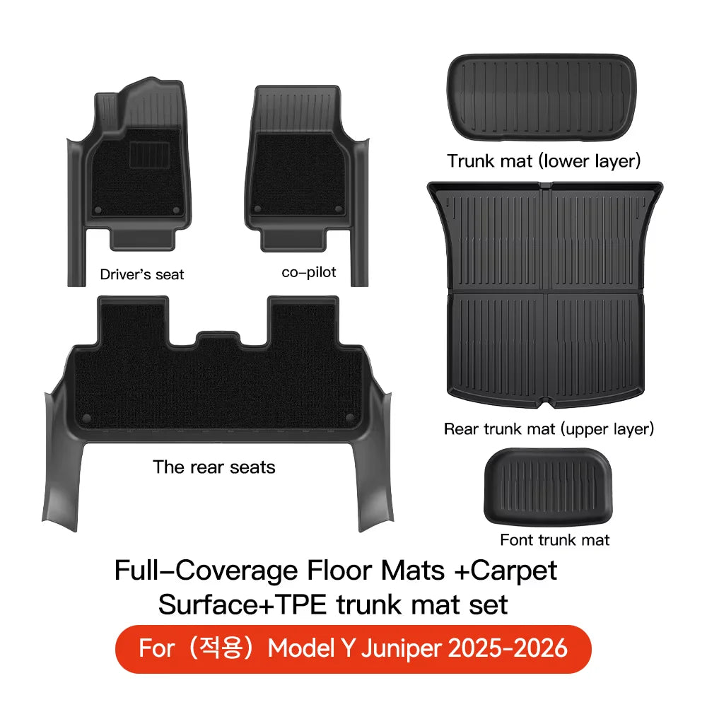 YZ for Tesla Model Y Juniper 2026 Floor Mats | All-Weather Protection Set with Door additional angle
