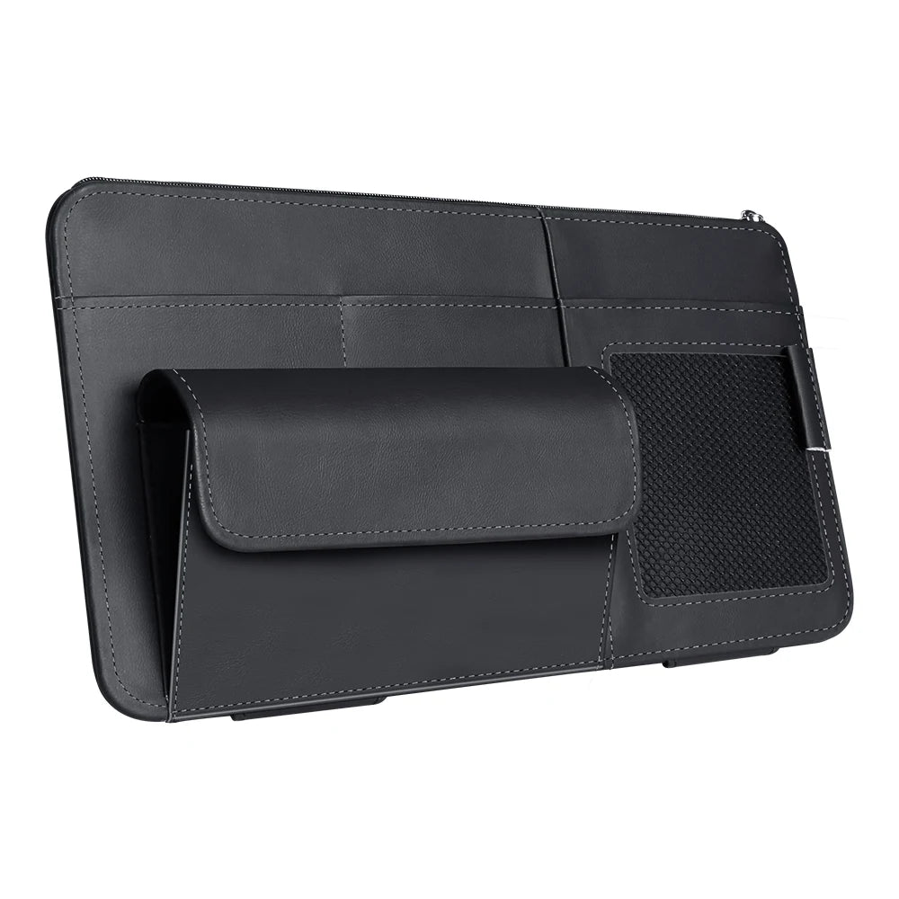 Car Sun Visor Organizer with Glasses Holder, Card & Pen Pockets