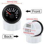 52mm Water Temperature Gauge with Flash Alarm | 40-120℃ Red LED Water Temp Meter for alternate view