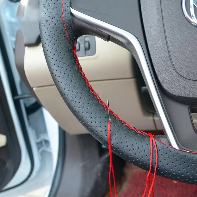 Car Steering Wheel Cover Needles And Braid Thread Artificial Leather Car Covers Suite 3 detail view