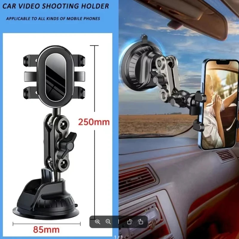 Car Phone Mount Video Recording | Universal Magic Arm Suction Holder for Windshield Vlog Shooting