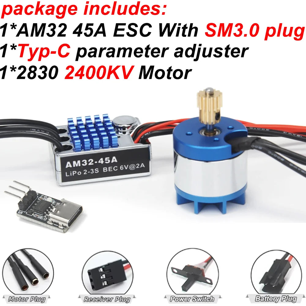 2322 2600KV 2830 2400KV Brushless Motor AM32 45A for 1/12 RC Crawler Car Off Road Car MN82 MN168 MN78 MN86 MN128 Power Kit