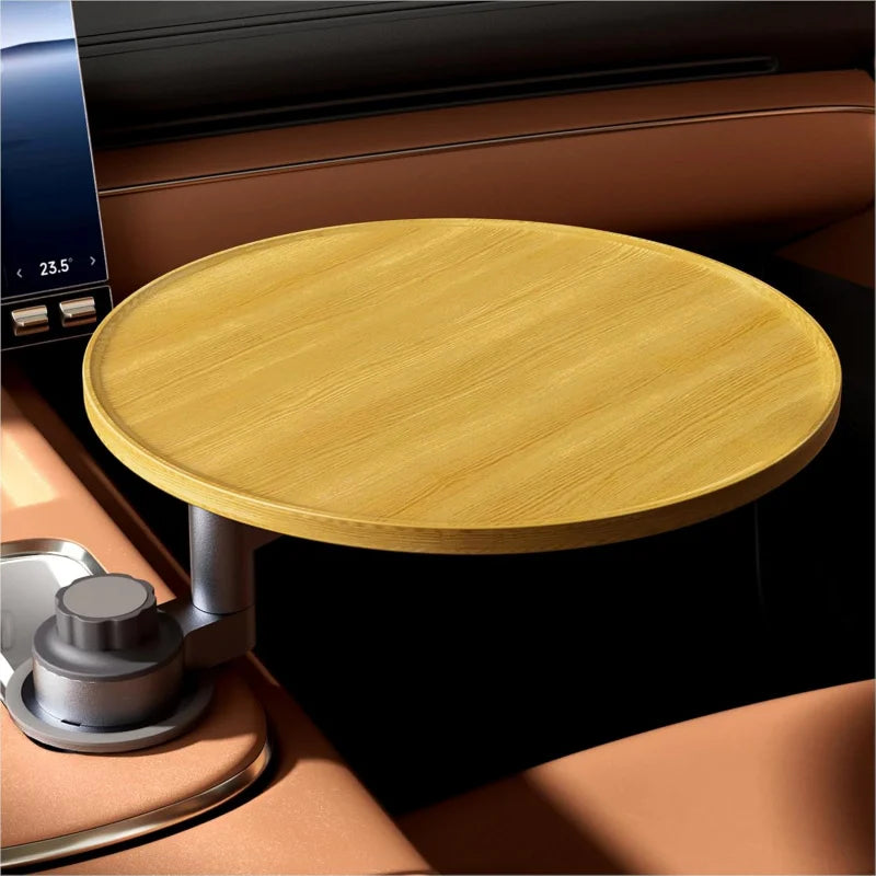 Steering wheel tray and car table - 360° Rotating Wooden Cup Holder Table,With car tray,Suitable for