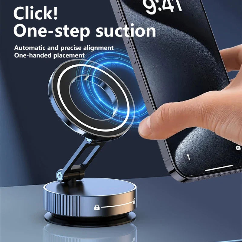 Magnetic Phone Holder Foldable | 360° Adjustable Vacuum Car Mount lifestyle view