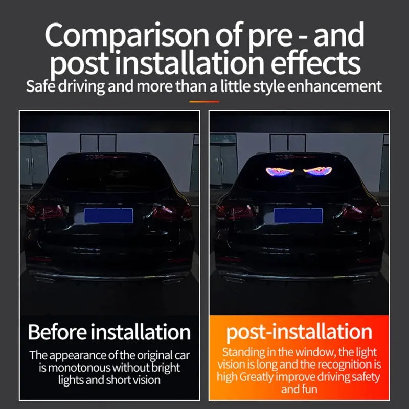 USB Dynamic LED Eye Display Pixel Panel | Car Truck Demon Eyes Windshield Decoratio additional angle