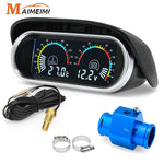 12V 24V Digital Water Temperature Gauge with Volt Meter | 2-in-1 Car Gauge with Sensor