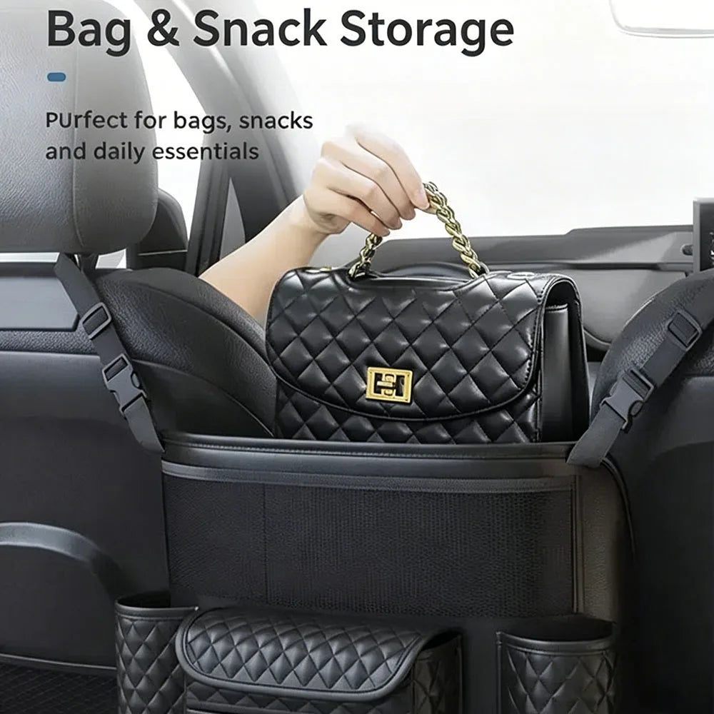 Car Storage Bag Nappa Leather Car Storage Bag between the Center Console and Seat Backre detail view